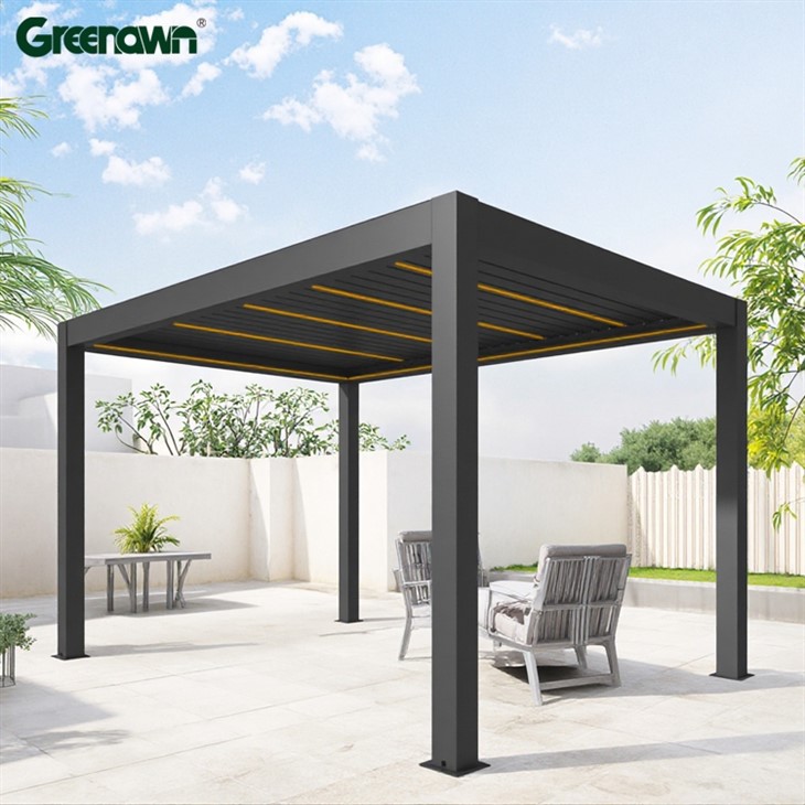 Pargola tal-metall modern ta 'barra