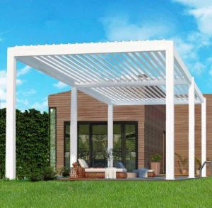 Pergola ta 'l-aluminju b'louvers aġġustabbli